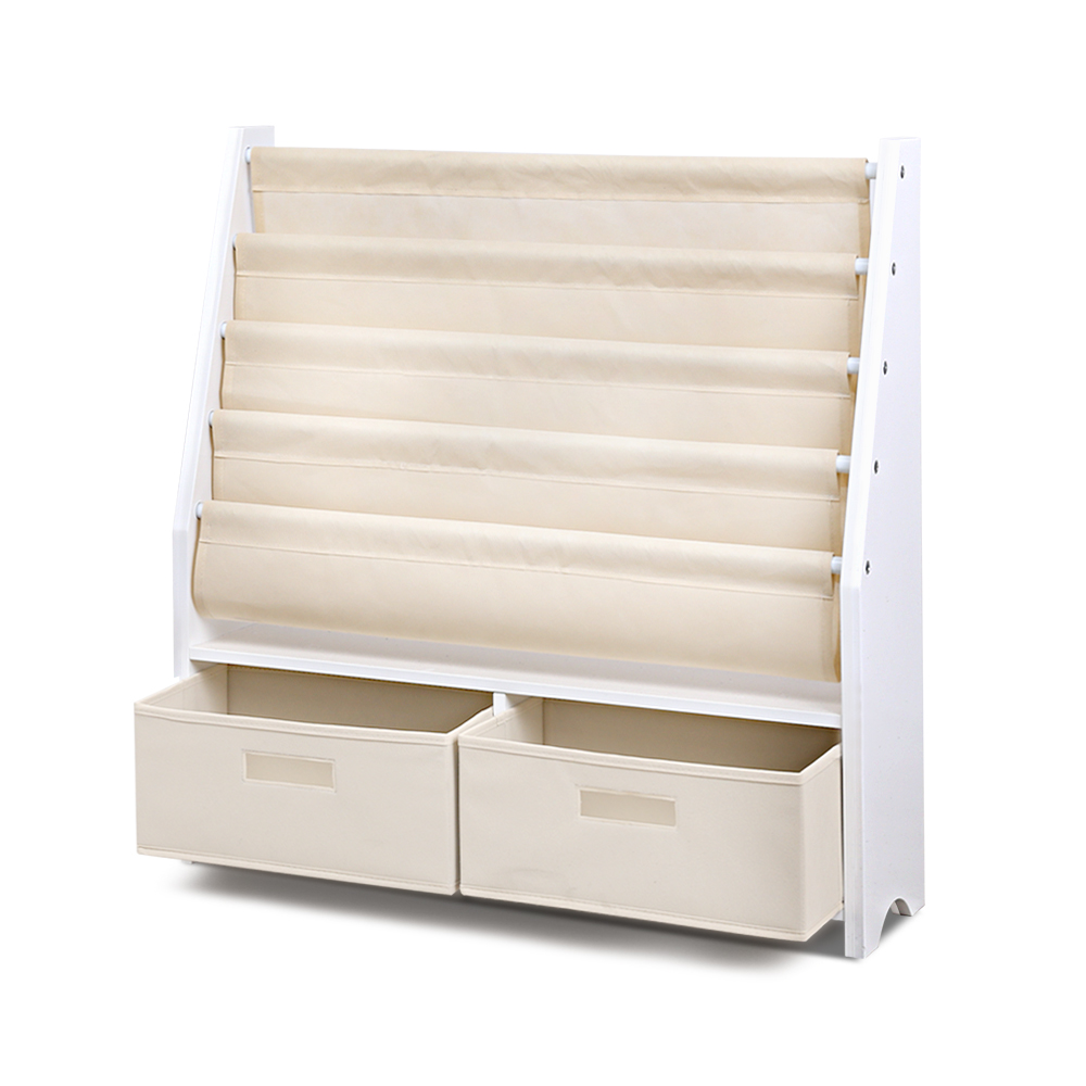 Keezi 4-Tier Kids Bookshelf with Magazine Rack and Drawer view 3
