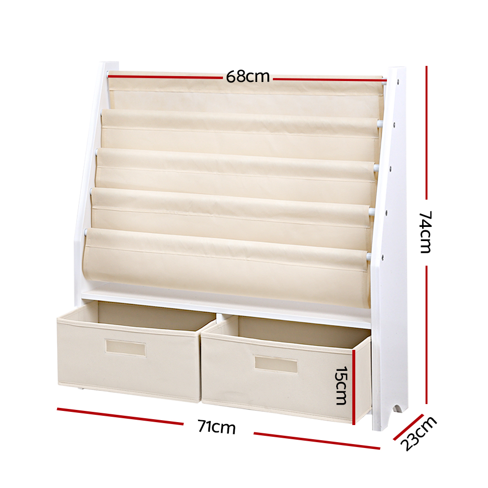 Keezi 4-Tier Kids Bookshelf with Magazine Rack and Drawer view 4