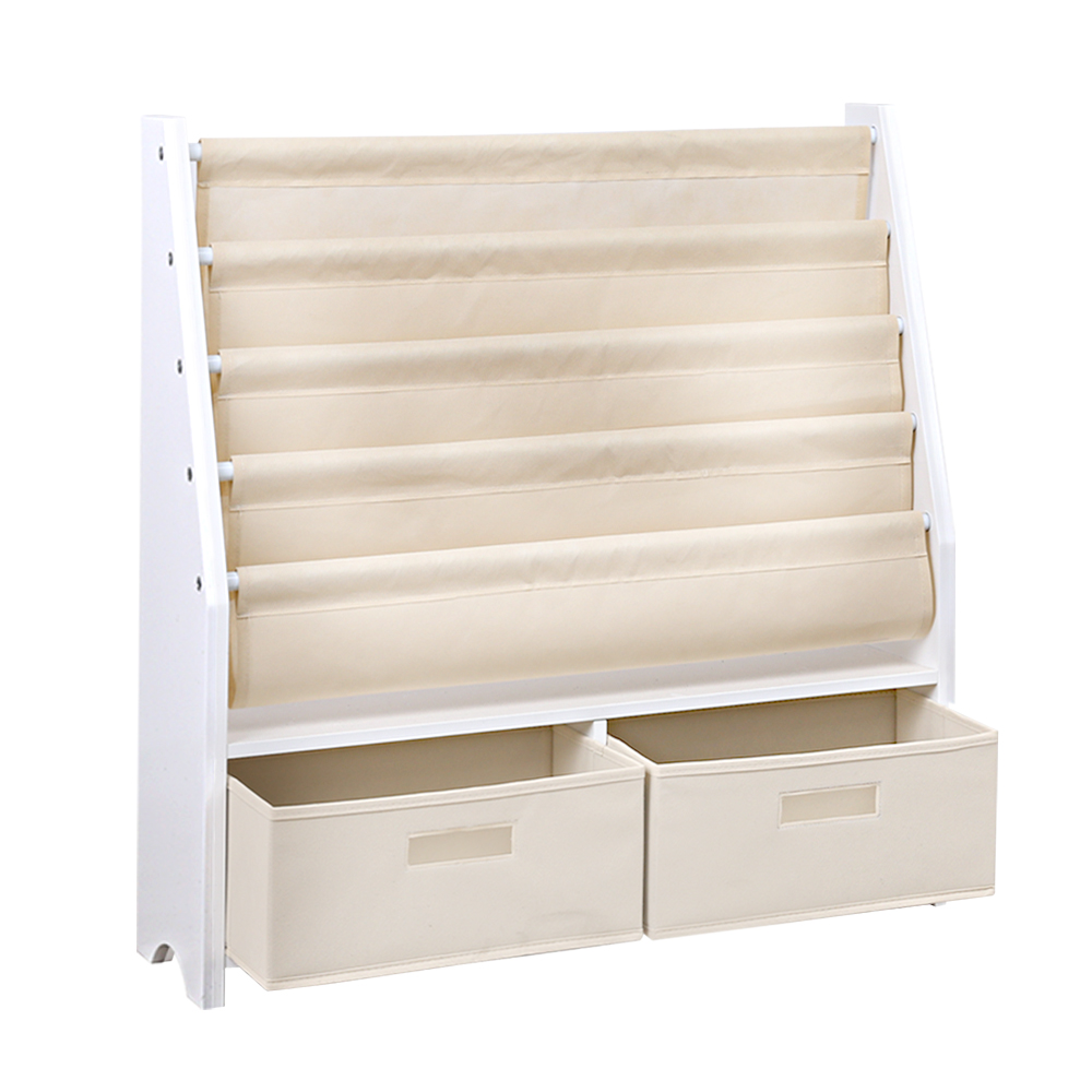 Keezi 4-Tier Kids Bookshelf with Magazine Rack and Drawer view 5