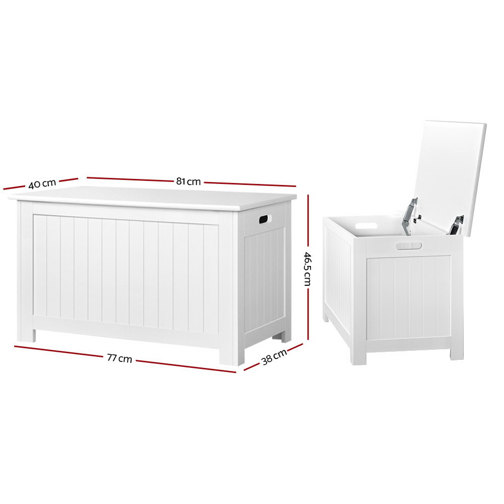 Keezi Eco-Friendly Toy Box Chest Blanket Storage White view 2