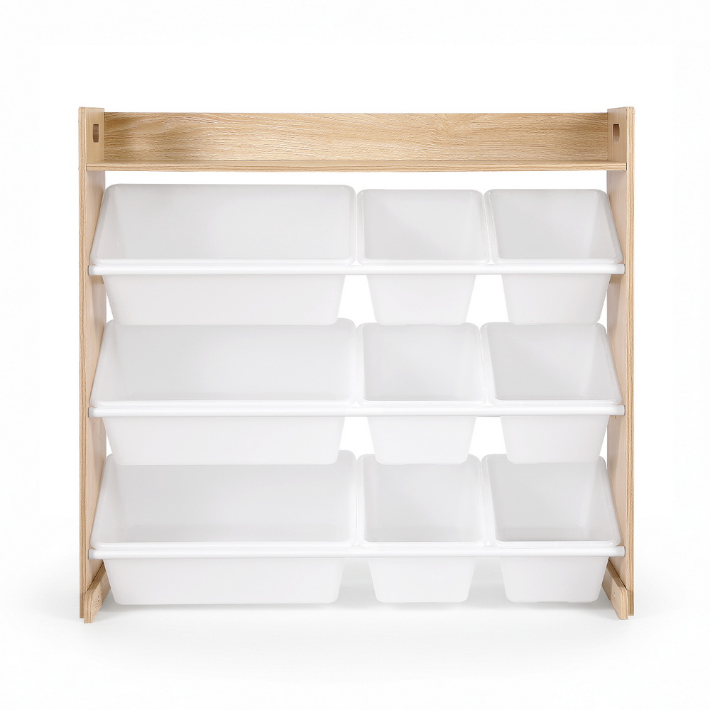 Keezi Wooden Toy Box 9-Bin Organiser Display Shelf view 3
