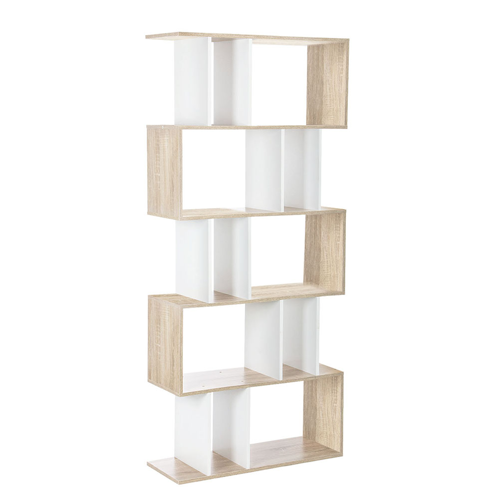 Artiss Rita 5-Tier Bookshelf White and Oak view 3
