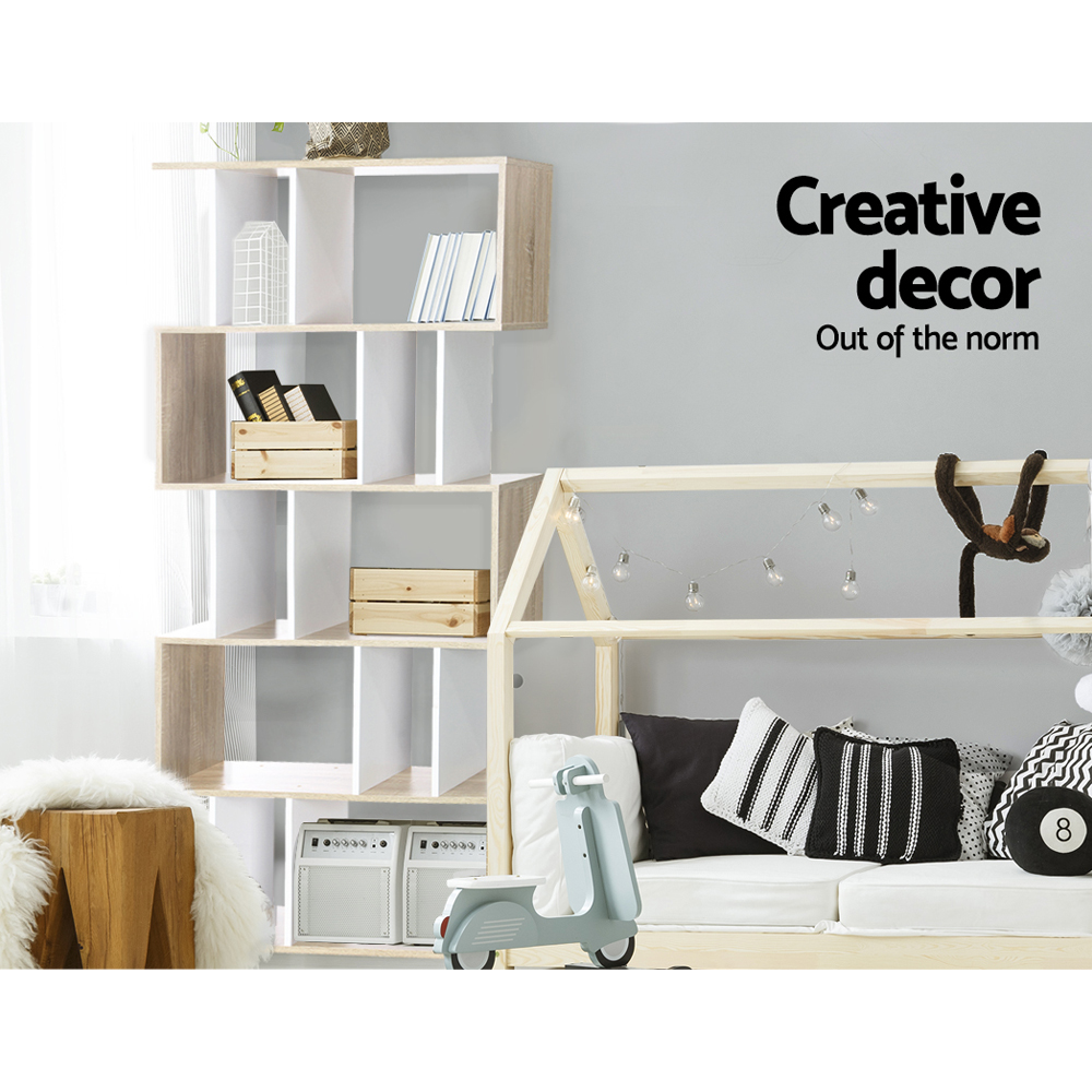 Artiss Rita 5-Tier Bookshelf White and Oak view 5