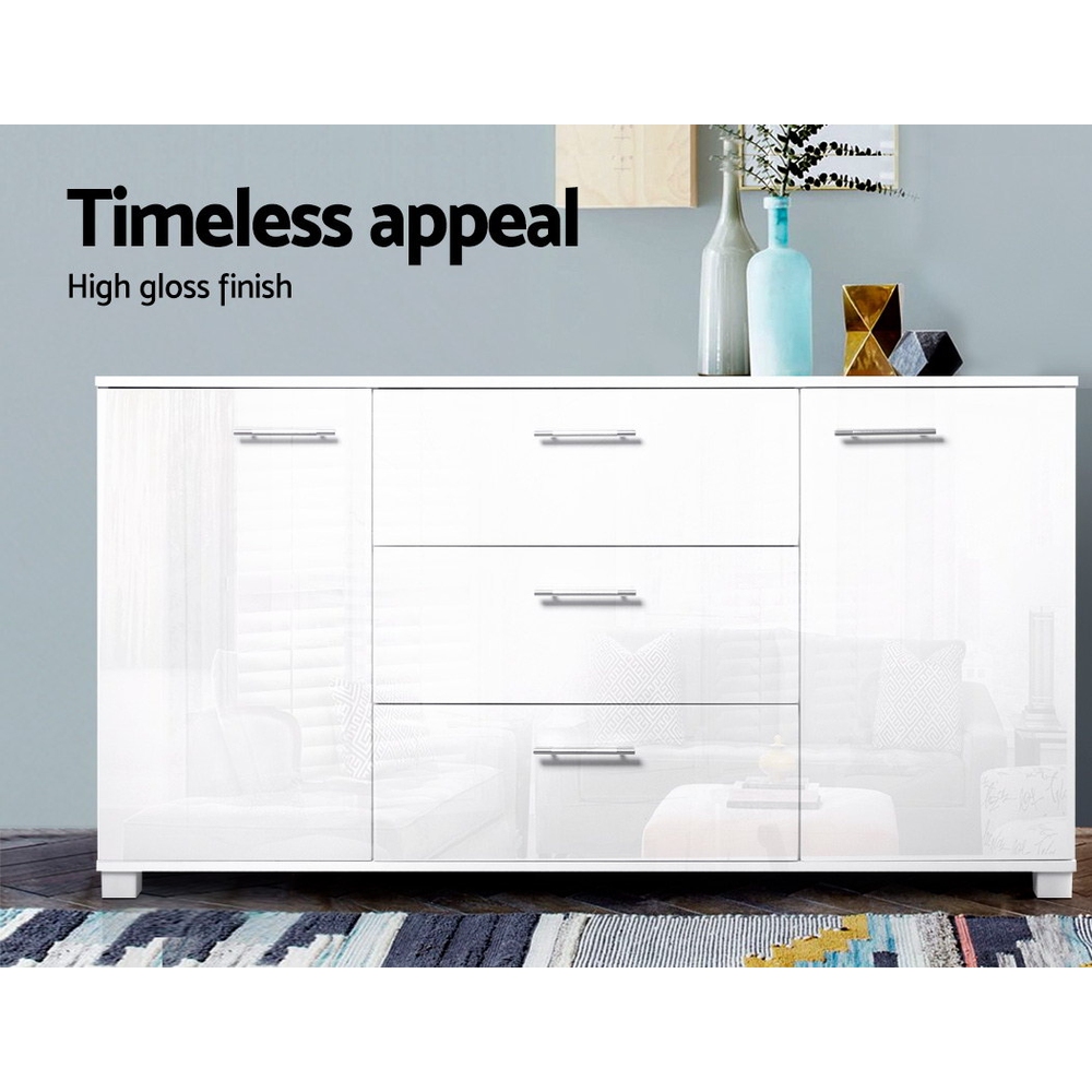 Artiss High Gloss Buffet Sideboard, White view 4
