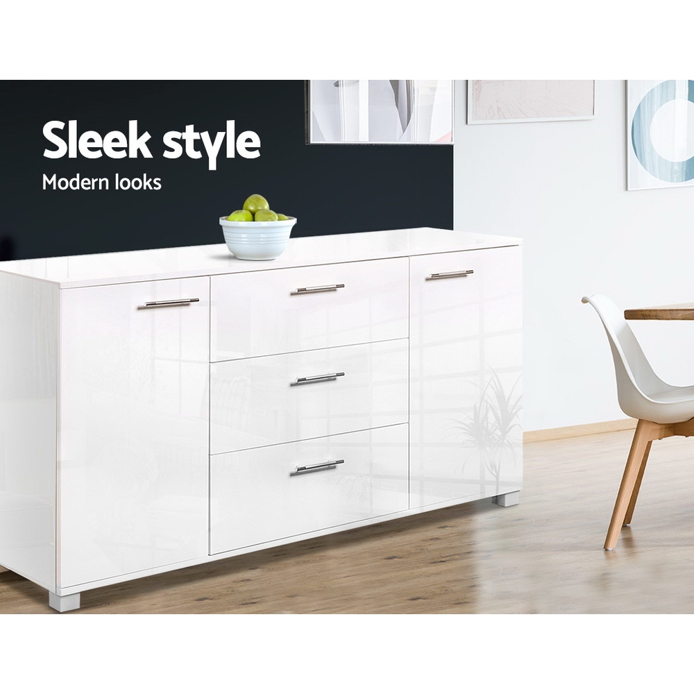 Artiss High Gloss Buffet Sideboard, White view 5