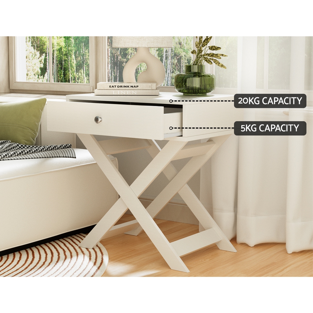 Artiss QARA Bedside Table with Storage Drawer, White view 5