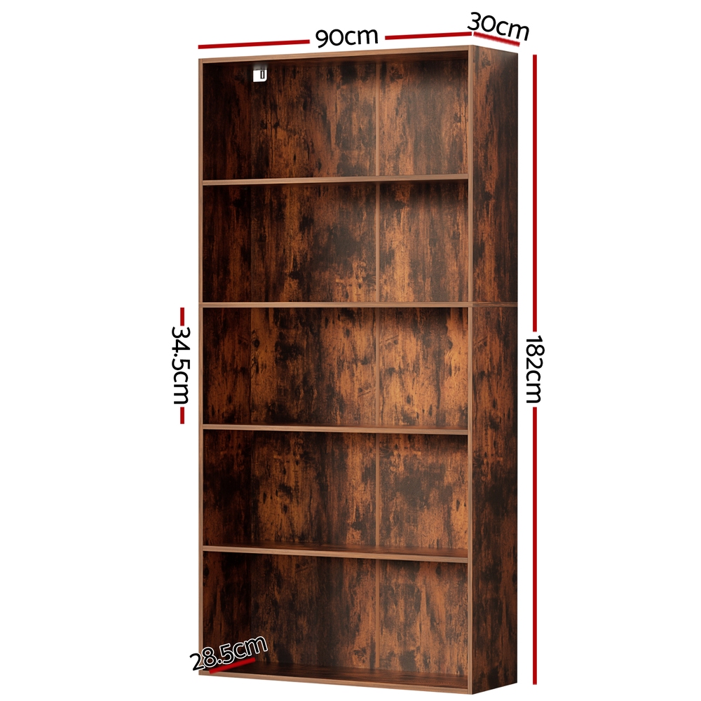 Artiss 5-Tier Bookshelf Walnut view 3