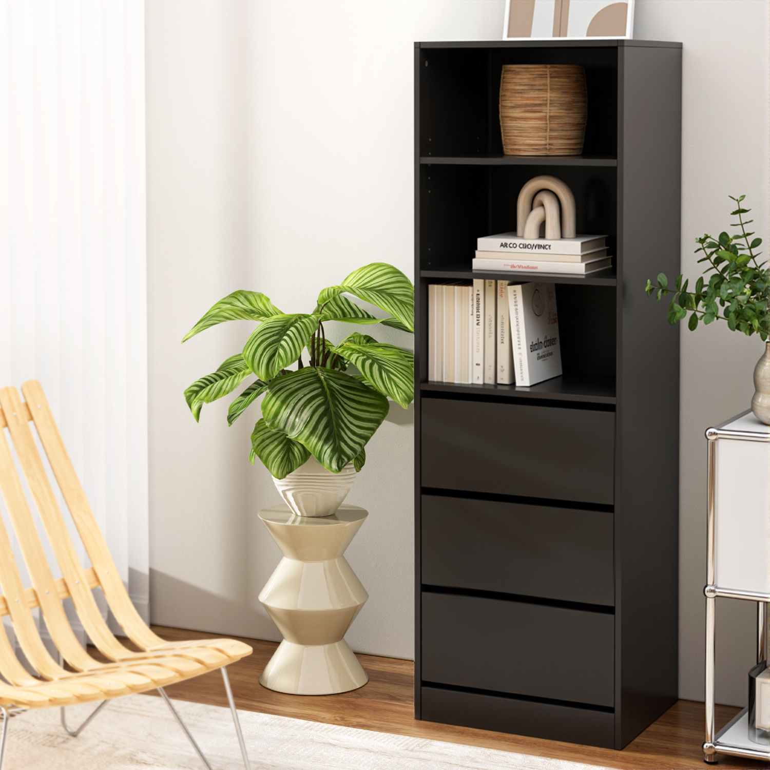 Artiss 3 Chest of Drawers Tallboy Cabinet, Black