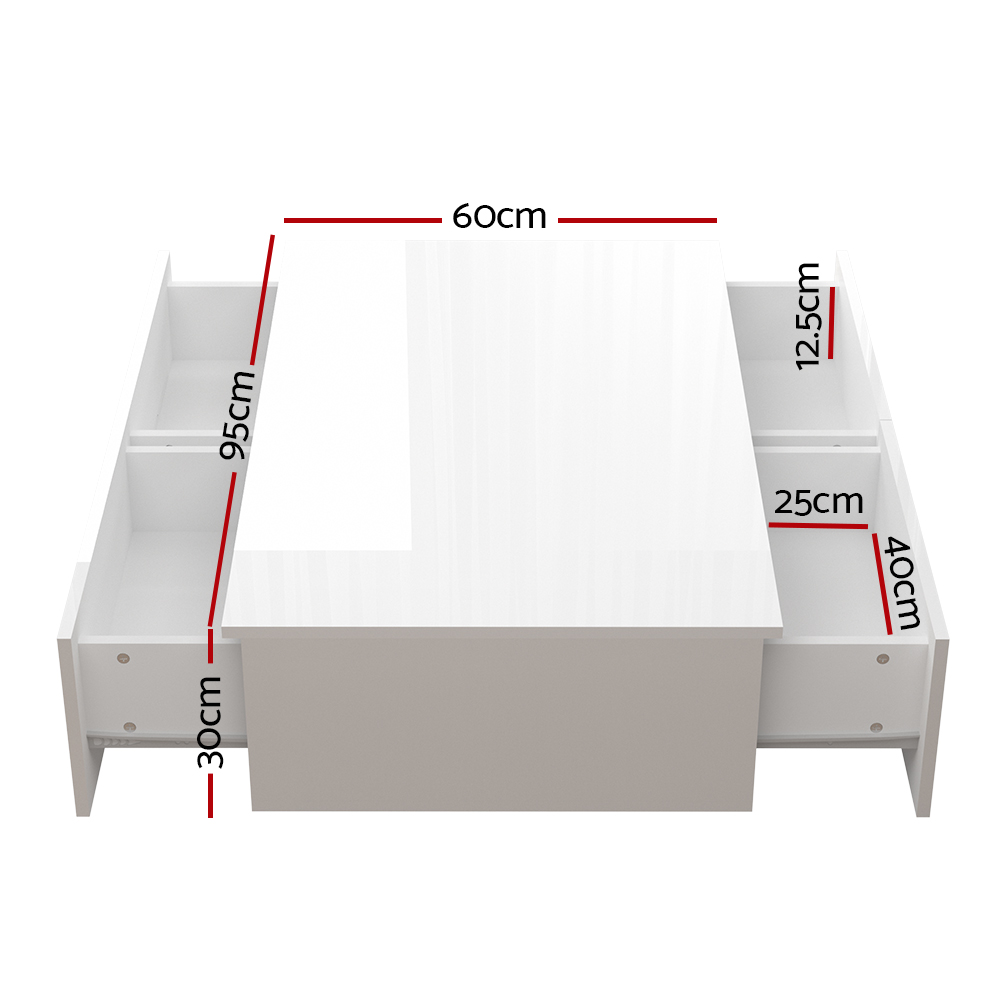 Artiss Trevi Coffee Table 4 Drawers in 2 Colours view 2