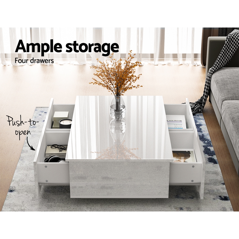 Artiss Trevi Coffee Table 4 Drawers in 2 Colours view 4