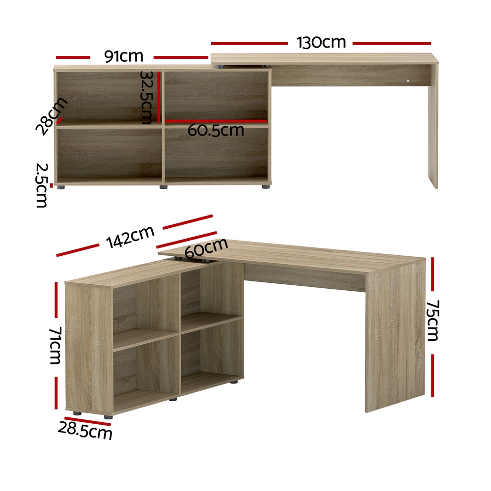 Artiss 130cm Computer Desk with Bookshelf in 2 Colours view 2
