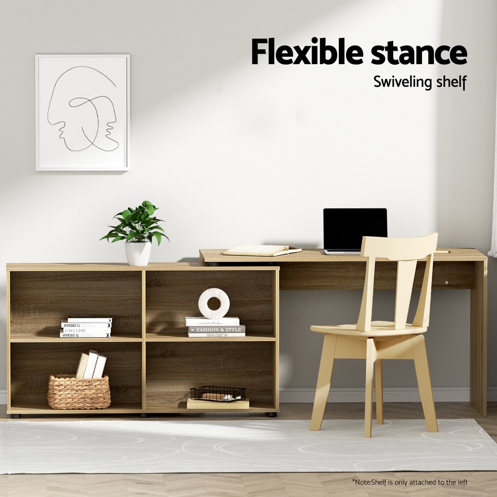 Artiss 130cm Computer Desk with Bookshelf in 2 Colours view 4