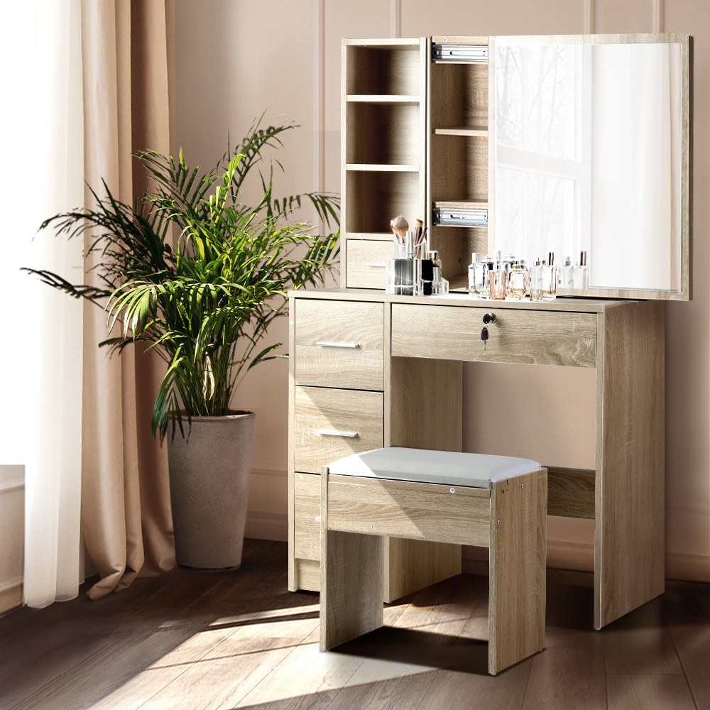 Artiss Diane Dressing Table Stool Set, Sliding Mirror