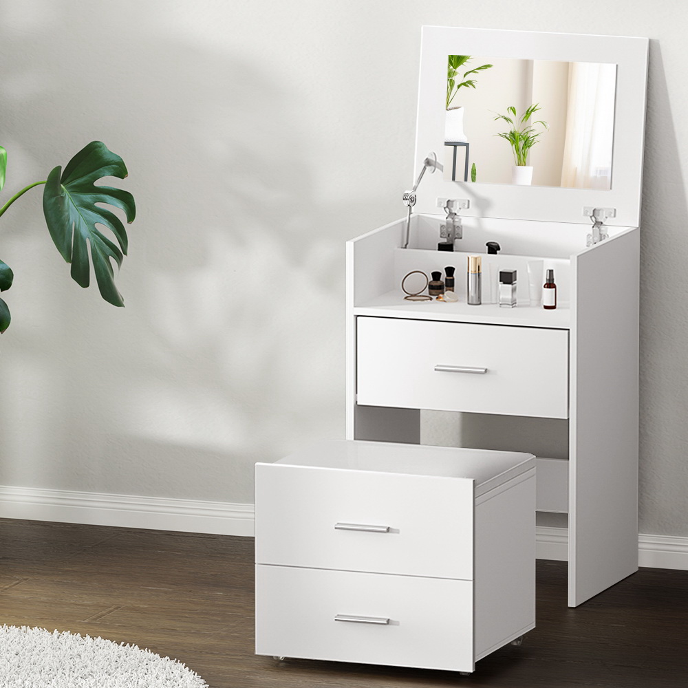 Artiss 2-in-1 Dressing Table and Stool Set White