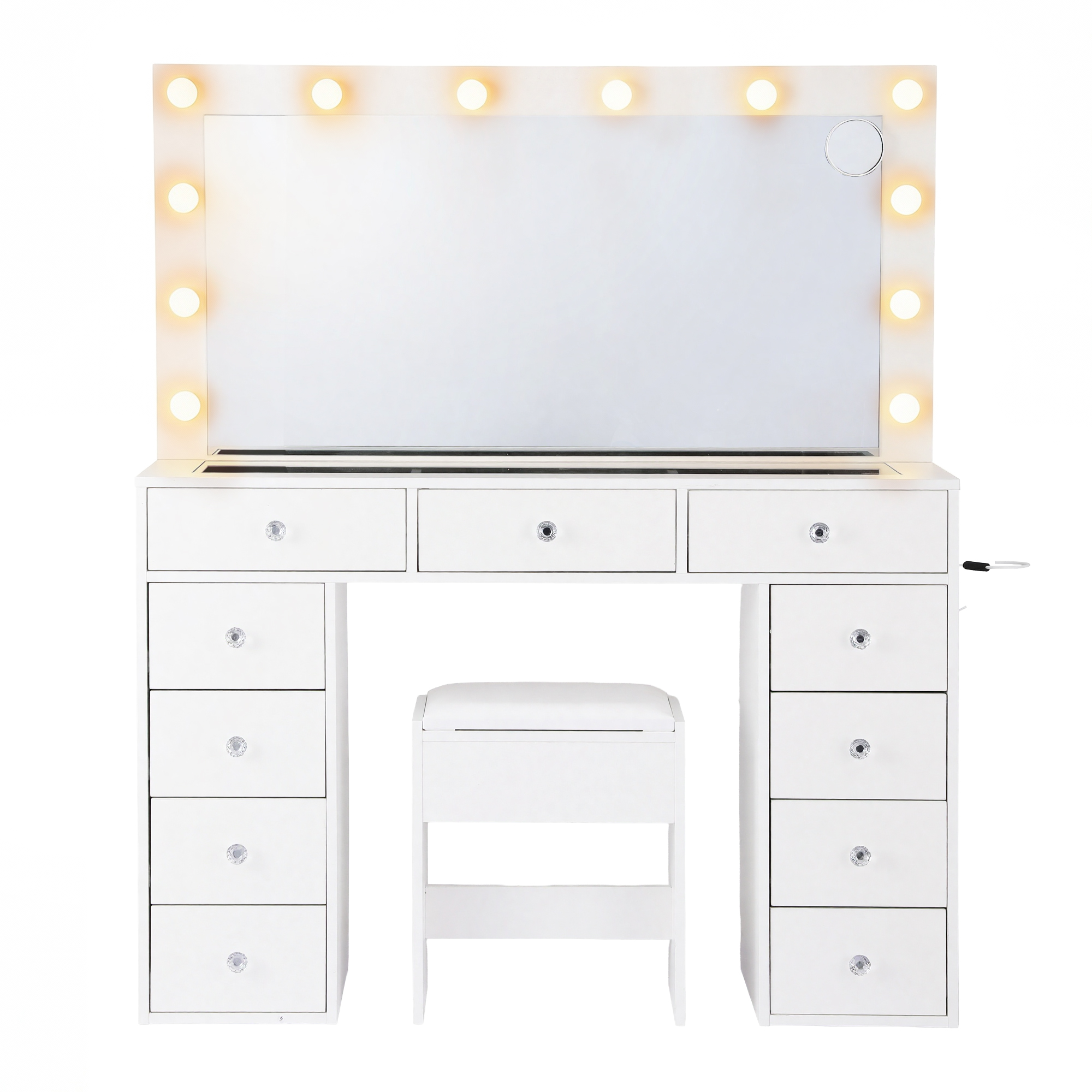 Artiss Dressing Table Vanity Set, LED Bulbs & Charging Station view 4