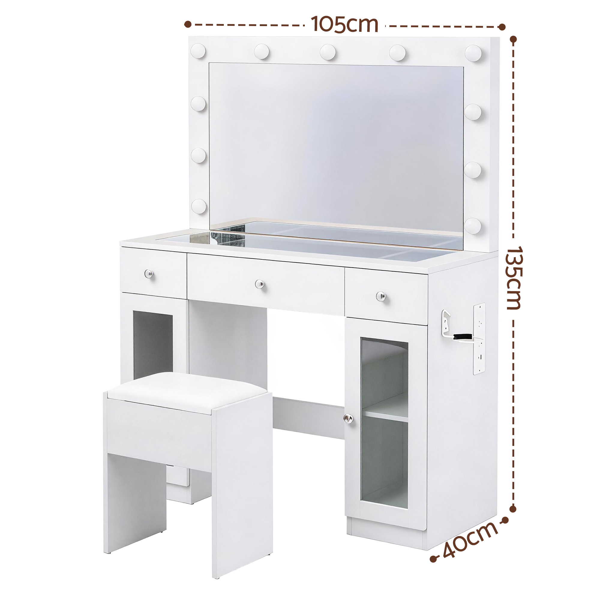 Artiss Dressing Table Vanity Desk Set, RGB LED Lighting view 3