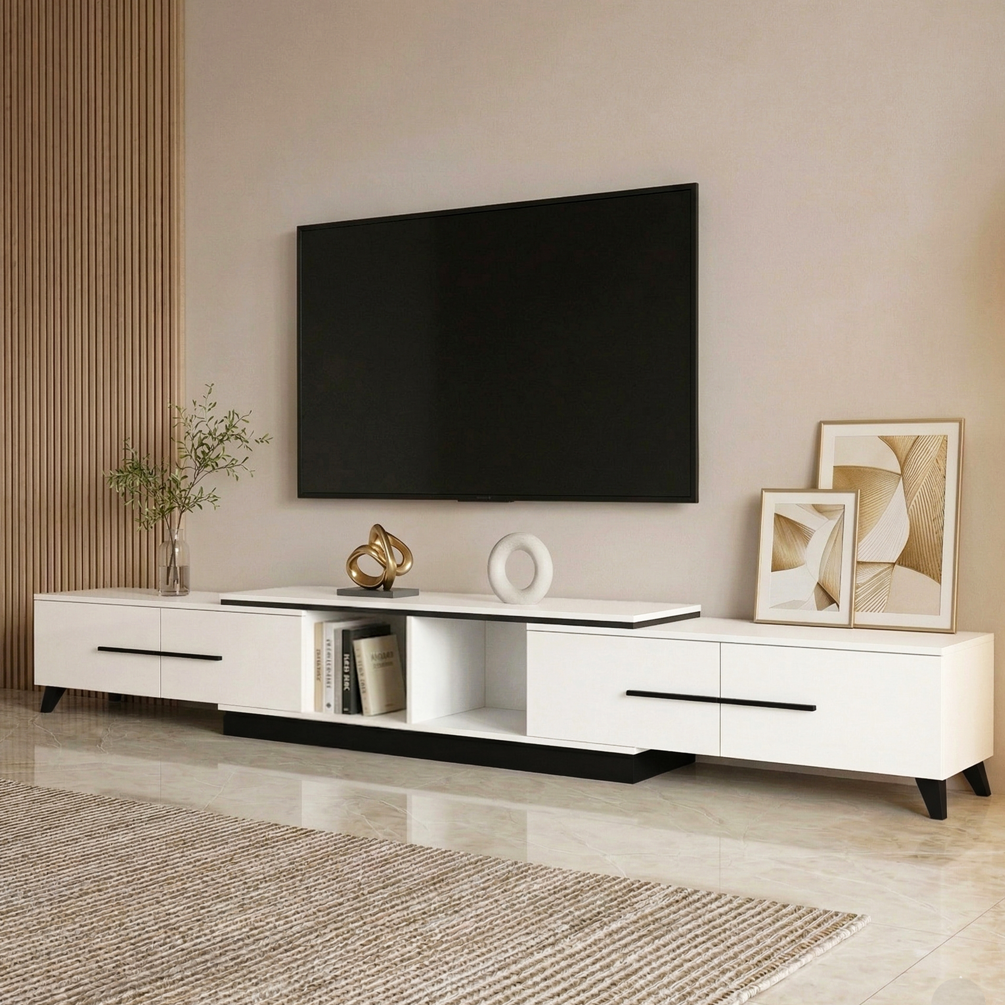 Artiss Extendable TV Cabinet Entertainment Unit White 190-260cm