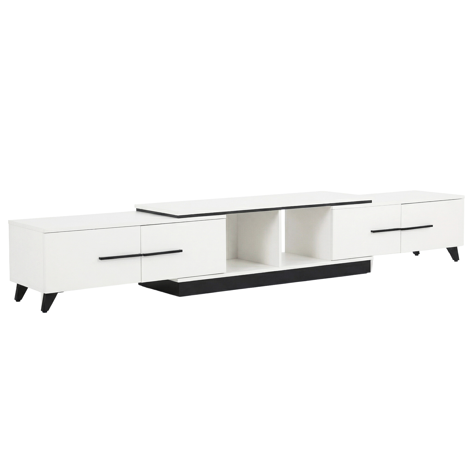 Artiss Extendable TV Cabinet Entertainment Unit White 190-260cm view 2