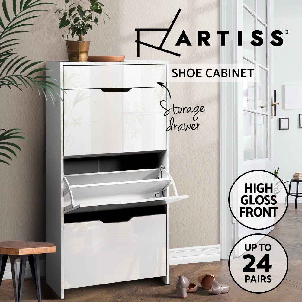 Artiss Luna Shoe Rack Cabinet 24 Pairs White view 5