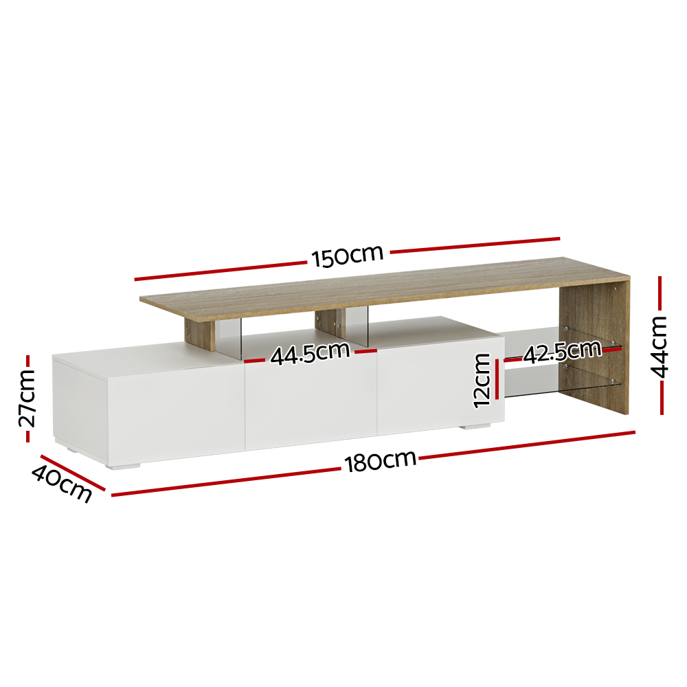 Artiss James TV Cabinet Entertainment Unit 180cm White Wood view 4