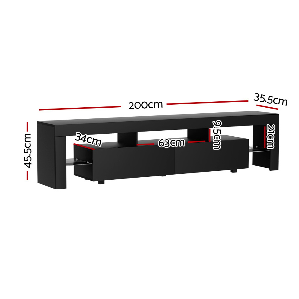 Artiss Elo LED TV Cabinet Entertainment Unit 200cm in 2 Colours view 4