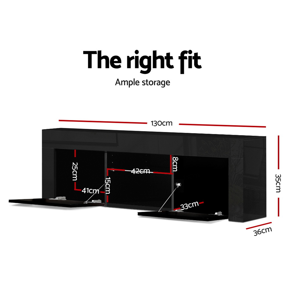 Artiss Angus Black LED TV Cabinet 130cm view 4