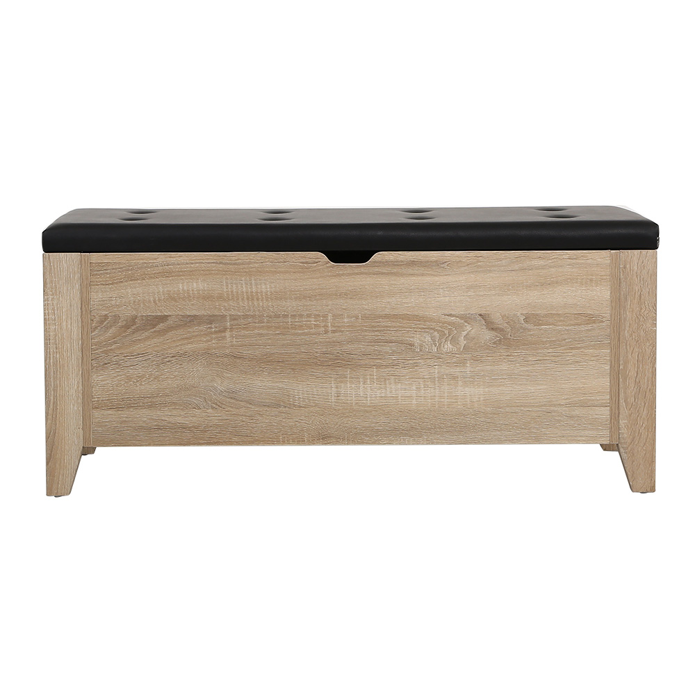 Artiss Leather Storage Ottoman Blanket Box in Oak Finish view 3