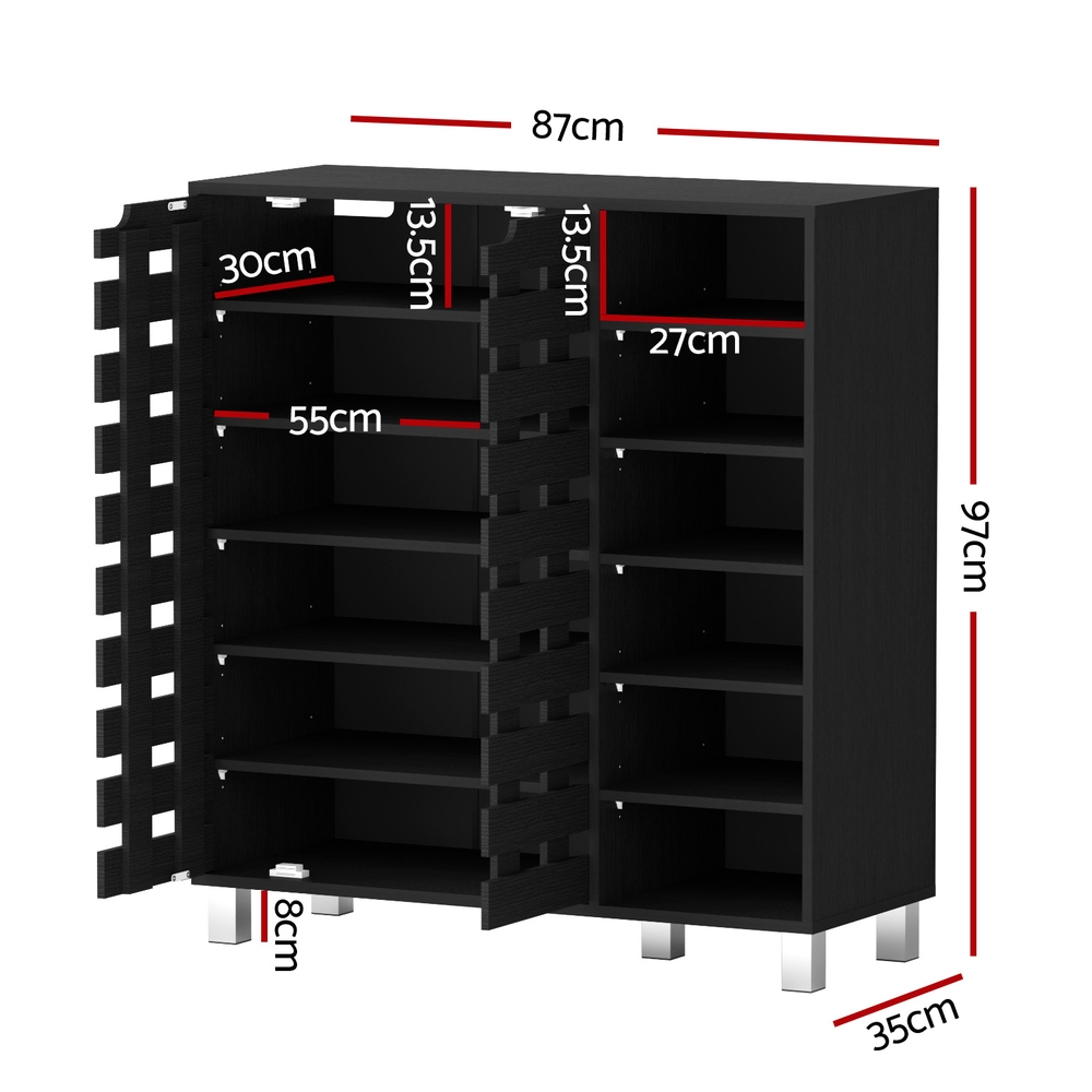 Artiss Shoe Rack Cabinet 6-Tier Storage Shelf Black view 2
