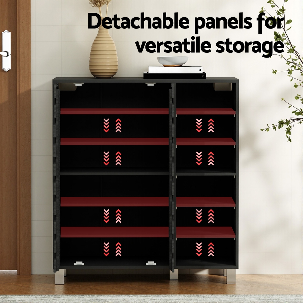 Artiss Shoe Rack Cabinet 6-Tier Storage Shelf Black view 4