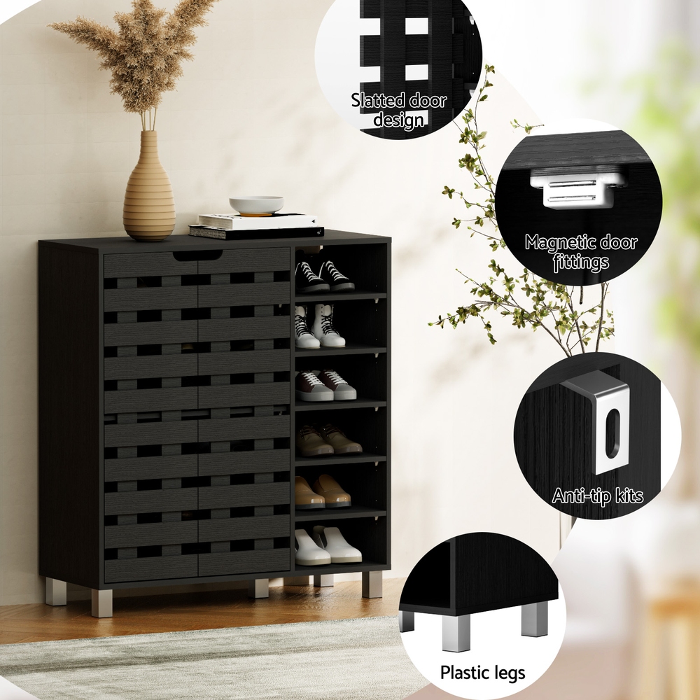 Artiss Shoe Rack Cabinet 6-Tier Storage Shelf Black view 5