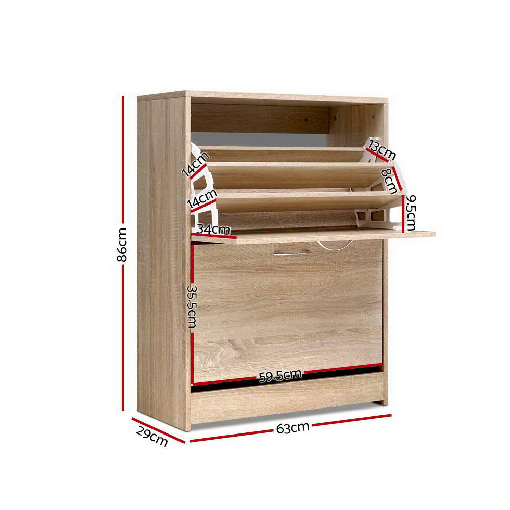 Artiss Nina Shoe Rack Cabinet 24 Pairs Wood view 4