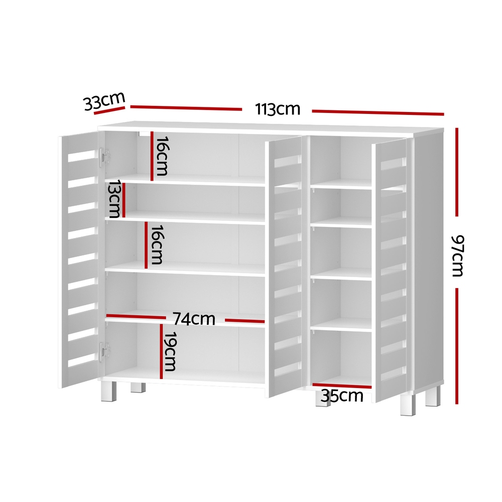 Artiss Shoe Rack Cabinet 30 Pairs Adjustable White view 2