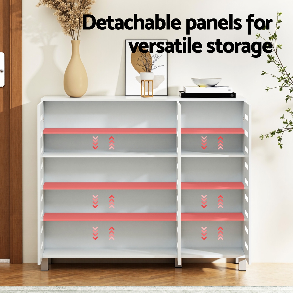 Artiss Shoe Rack Cabinet 30 Pairs Adjustable White view 4