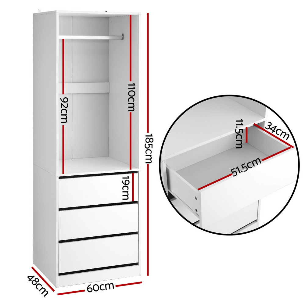 Artiss Wardrobe Clothes Closet Storage Organizer view 3