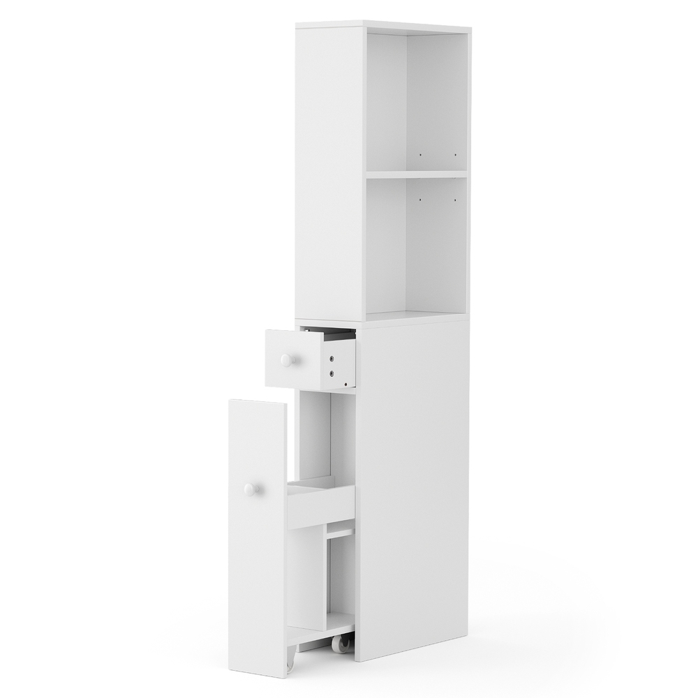 Artiss Slim Corner Bathroom Cabinet 135cm White