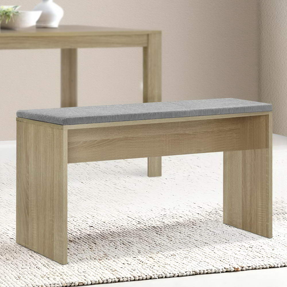 Artiss Natu Upholstered Dining Bench Oak 90cm