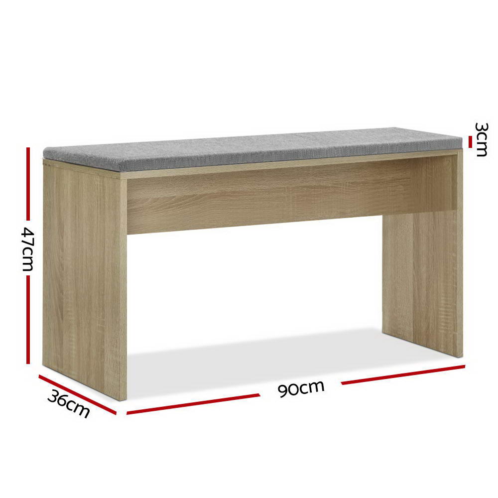 Artiss Natu Upholstered Dining Bench Oak 90cm view 2
