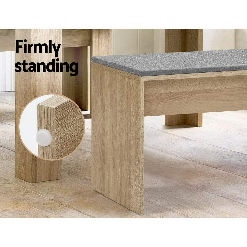Artiss Natu Upholstered Dining Bench Oak 90cm view 5