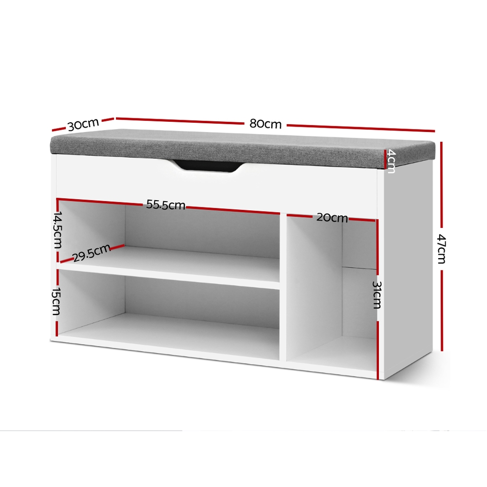 Artiss Allen Shoe Rack Bench White view 2