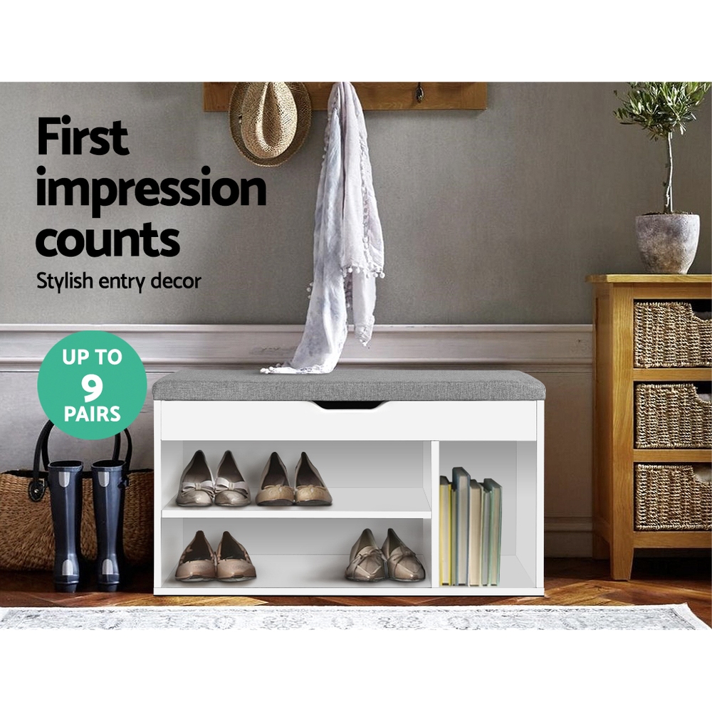 Artiss Allen Shoe Rack Bench White view 3