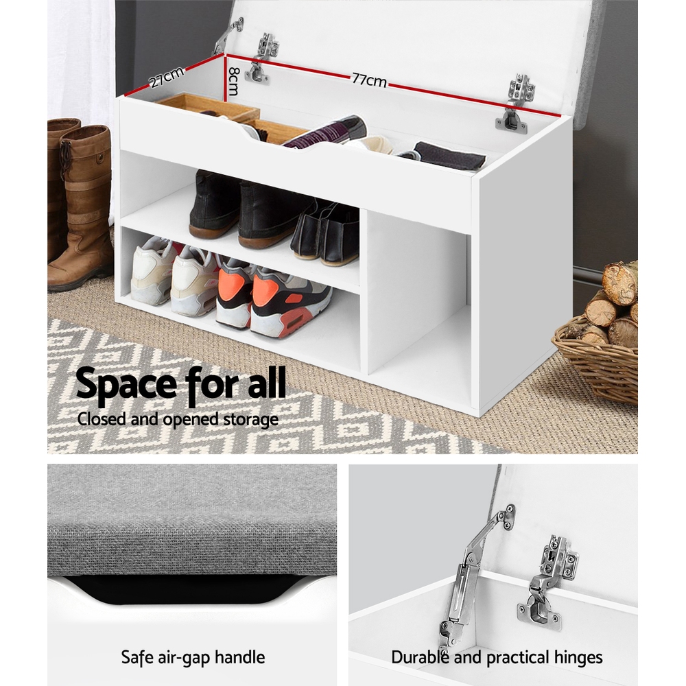 Artiss Allen Shoe Rack Bench White view 4