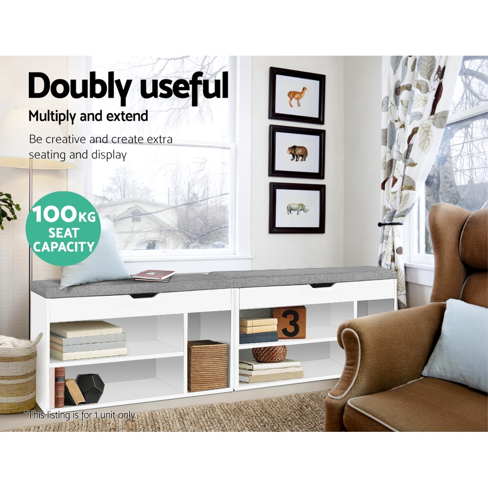 Artiss Allen Shoe Rack Bench White view 5