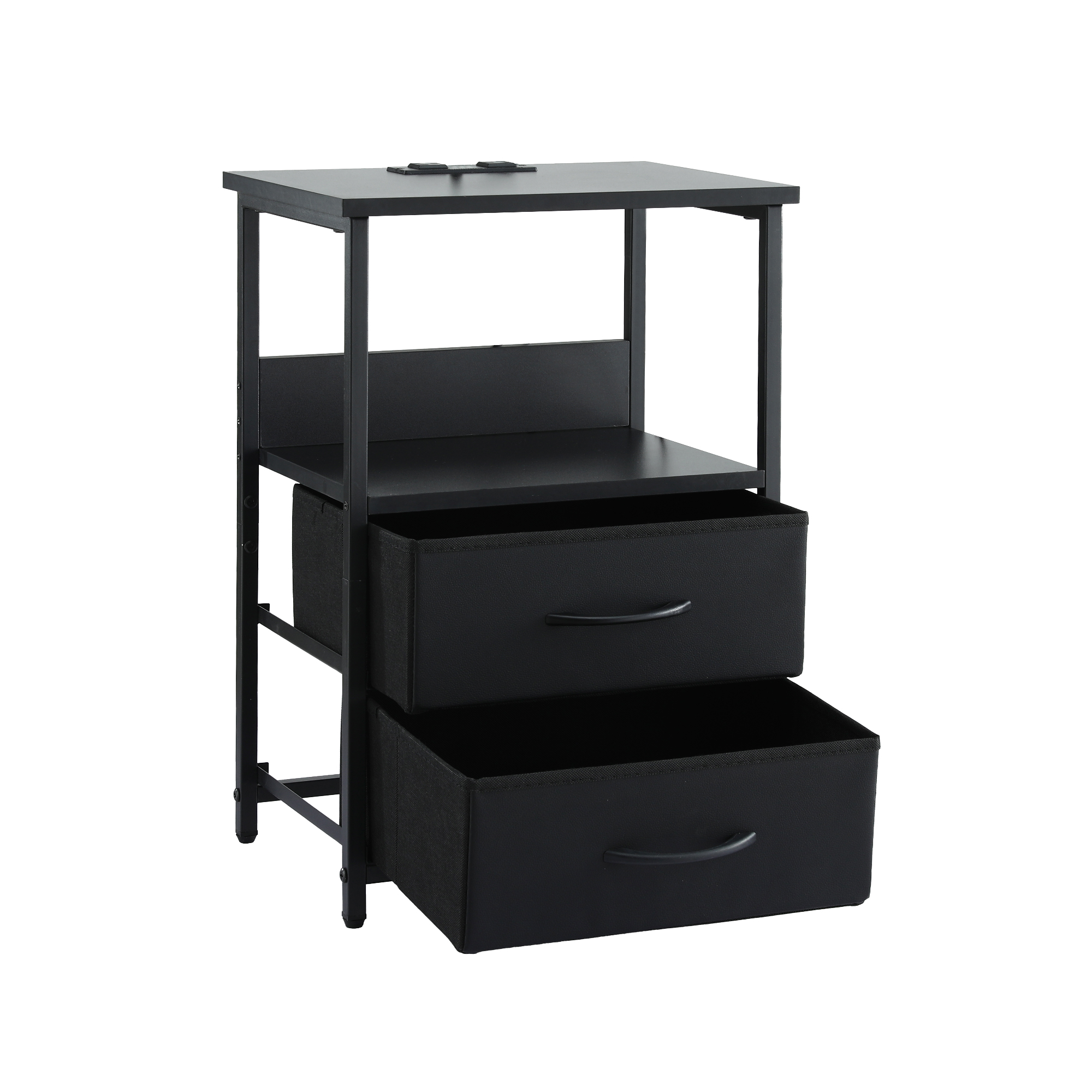 Artiss LED Nightstand Bedside Table with Charging Station, Black view 4