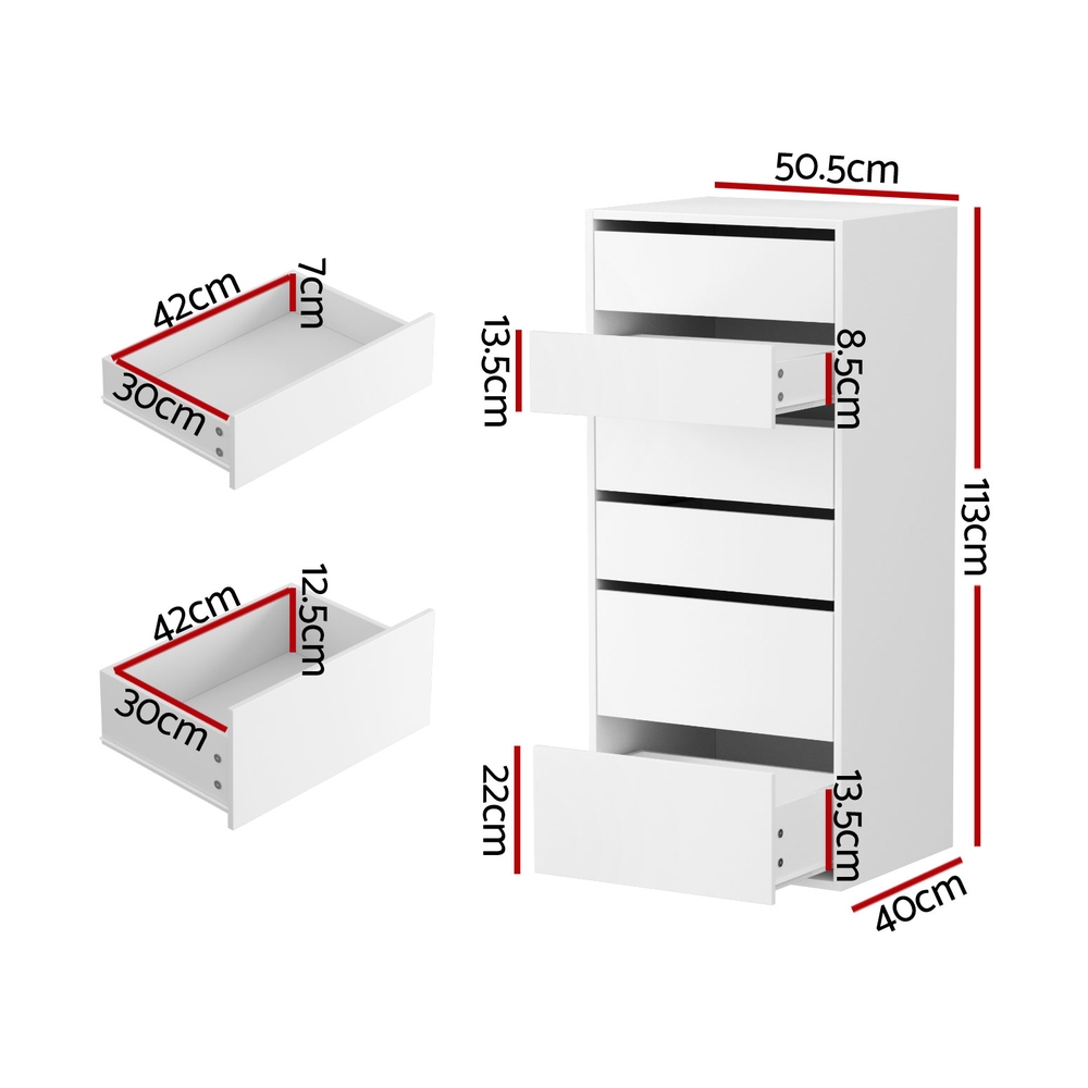 Artiss 6 Chest of Drawers Dresser Tallboy, 3 Colours view 3
