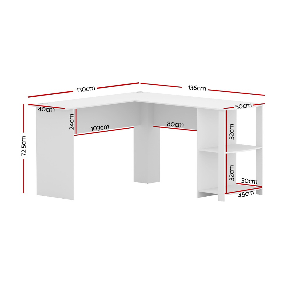 Artiss Ronald L-Shape Computer Desk 136cm in 2 Colours view 2
