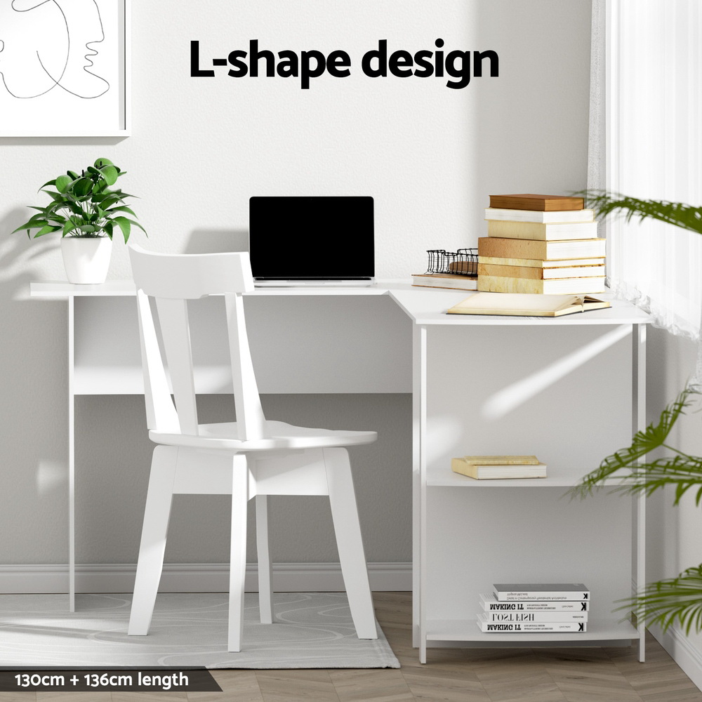 Artiss Ronald L-Shape Computer Desk 136cm in 2 Colours view 4