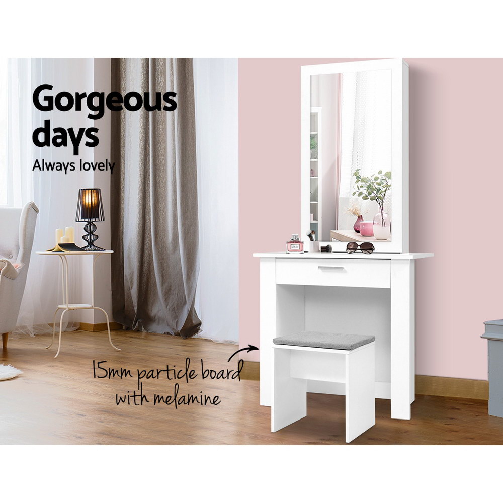 Artiss Demi Dressing Table Stool Set, Sliding Mirror view 5