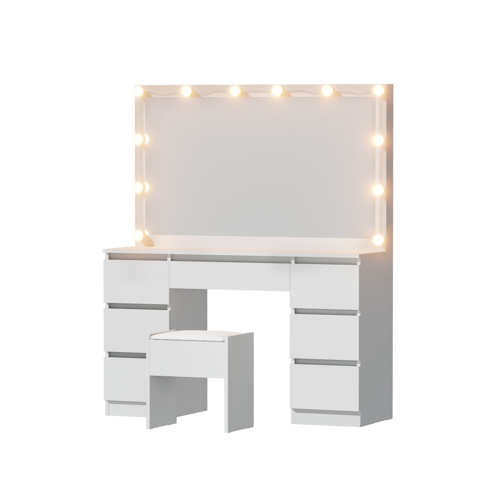 Artiss Dressing Table Vanity Set with Stool, 12 LED Bulbs