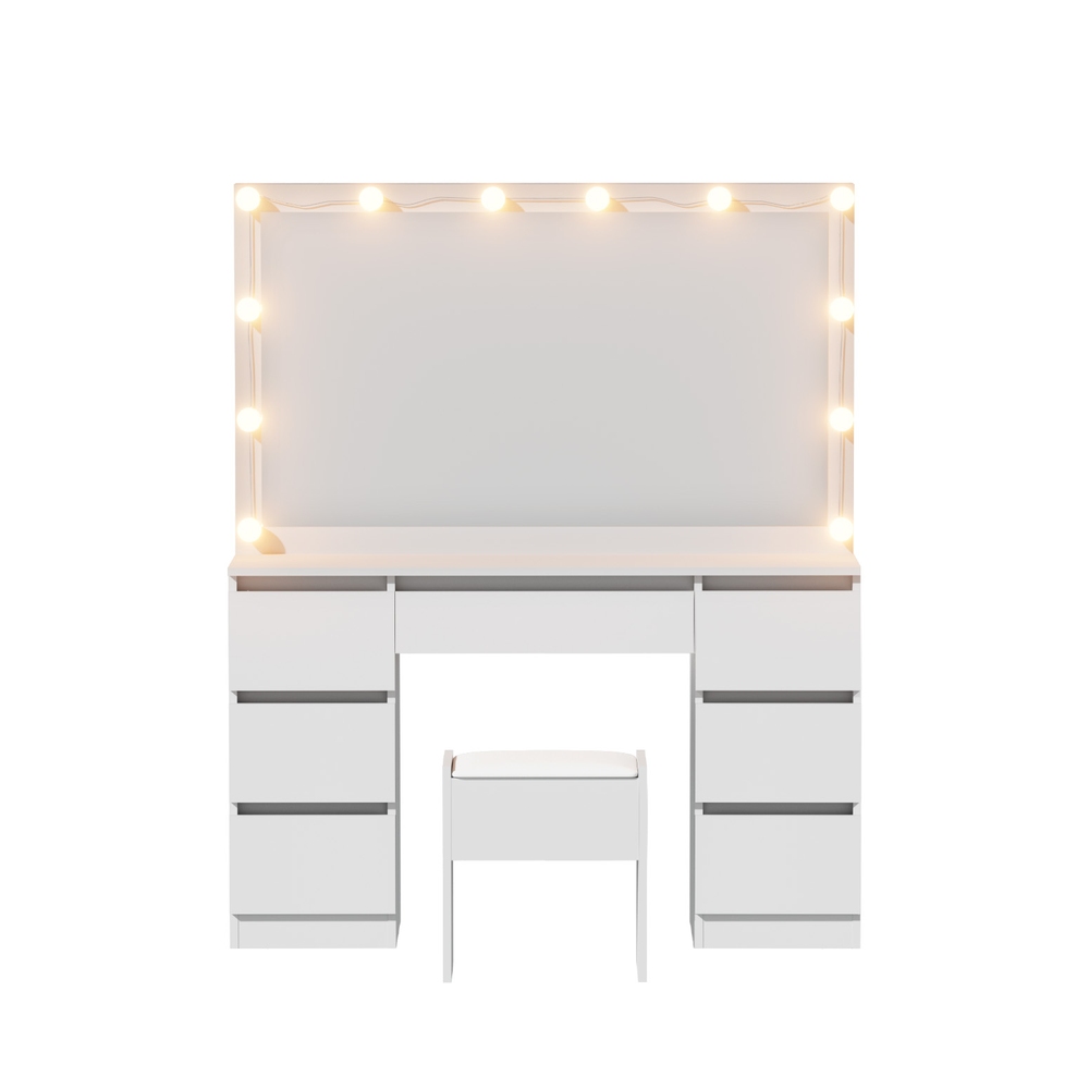 Artiss Dressing Table Vanity Set with Stool, 12 LED Bulbs view 3