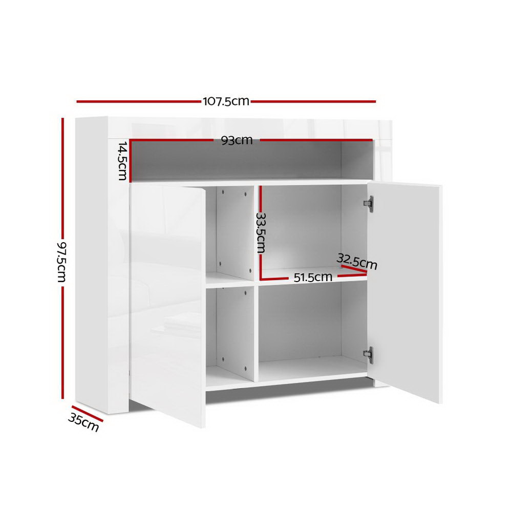 Artiss Arno LED Buffet Sideboard White view 3